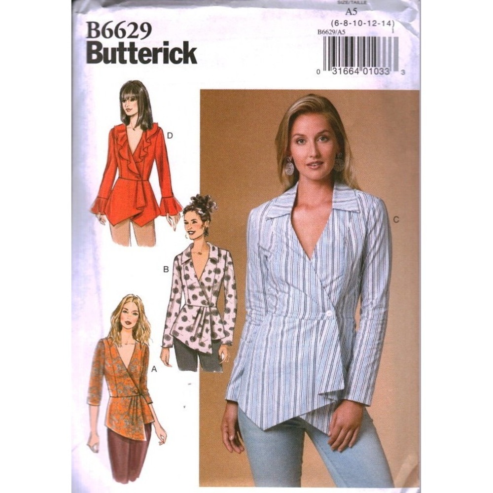 Butterick B6629 Misses Fitted Peplum Top Sewing Pattern Size 6-14 UNCUT